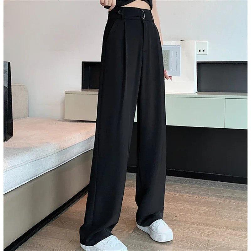 Summer Women's Casual Pants Wide Leg Pants Elegant Office Lady High Waist Loose Trousers Female