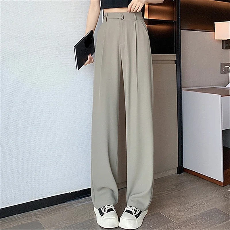 Summer Women's Casual Pants Wide Leg Pants Elegant Office Lady High Waist Loose Trousers Female