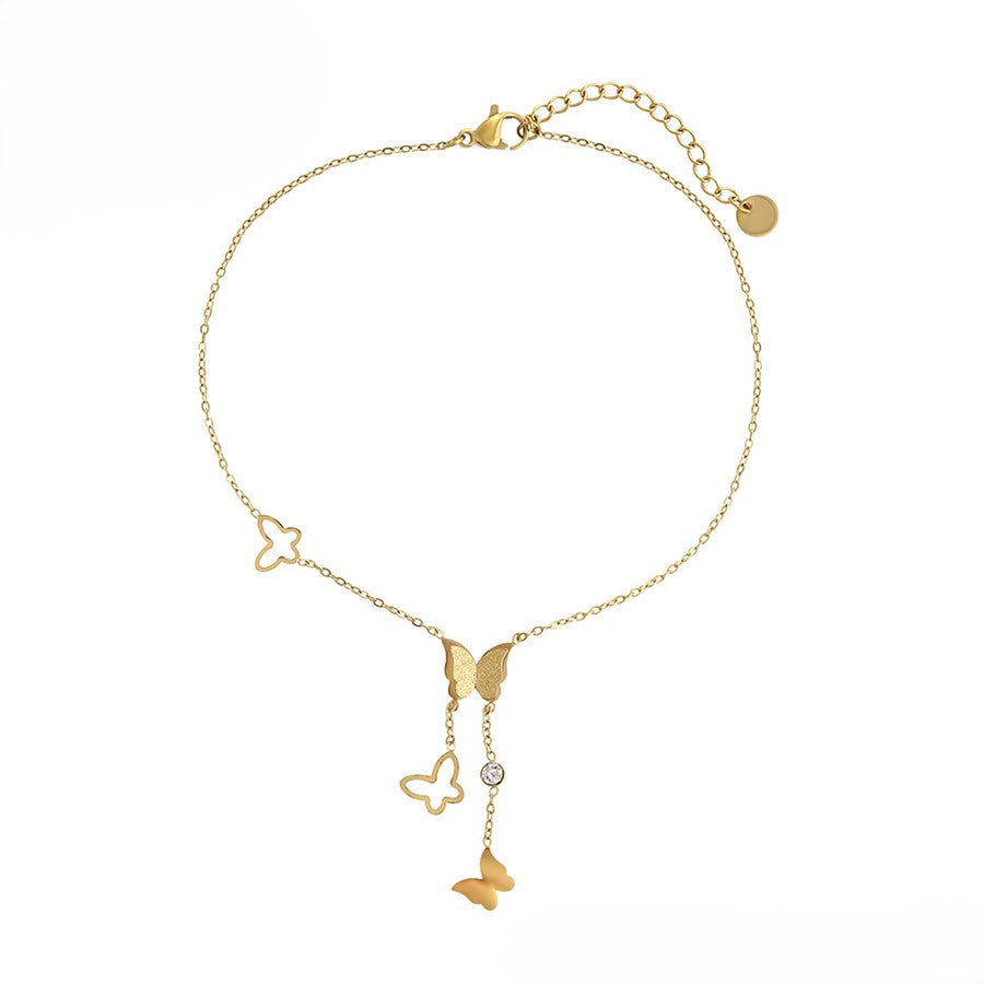 Stainless Steel Gold Plated Butterfly Anklet