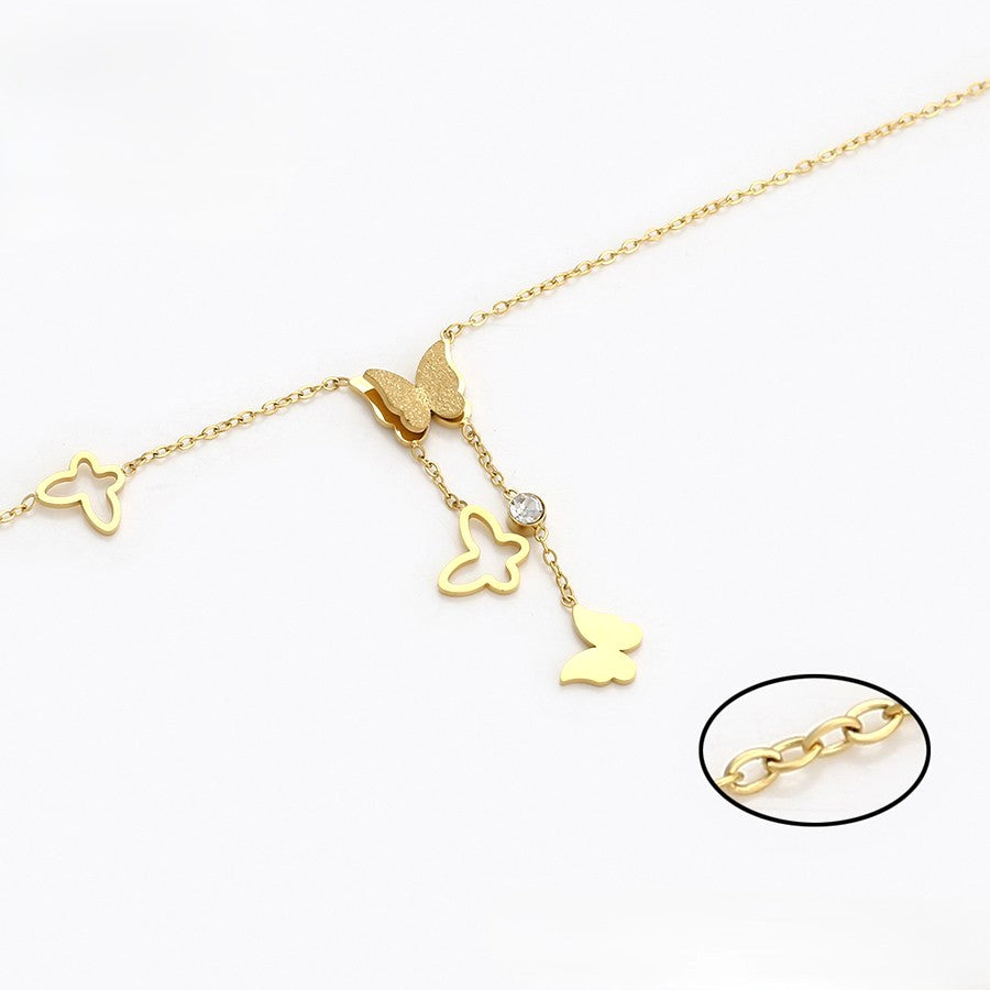 Stainless Steel Gold Plated Butterfly Anklet