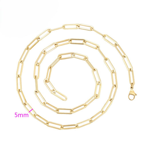 14K Gold Plated - Chunky Rectangular Link Necklace