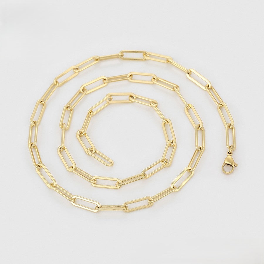 14K Gold Plated - Chunky Rectangular Link Necklace