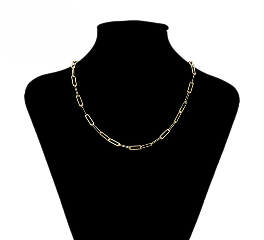 14K Gold Plated - Chunky Rectangular Link Necklace