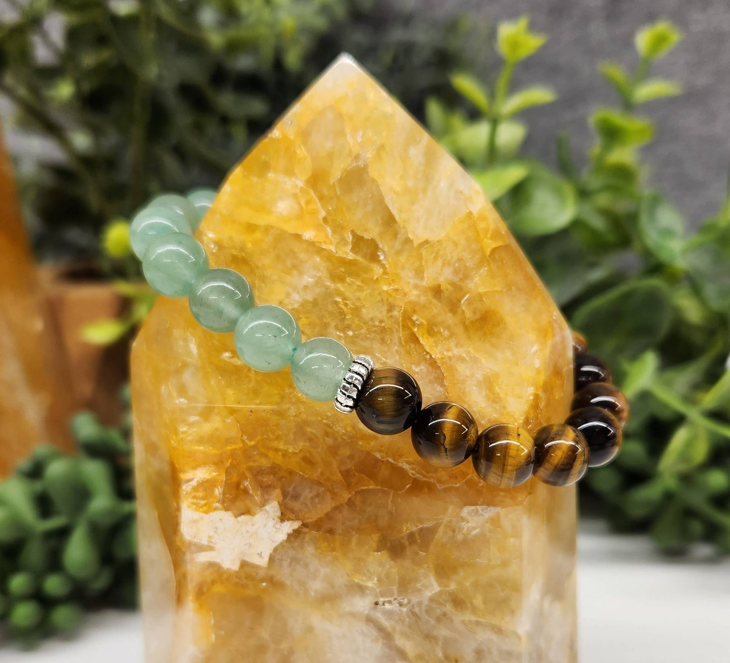 Green Aventurine & Tiger Eye Bracelet 8mm Beads