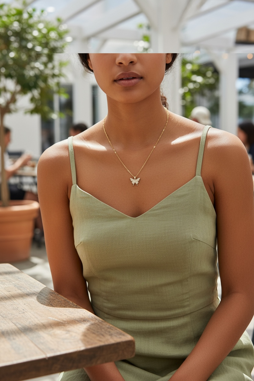 Butterfly Pave Pendant Necklace