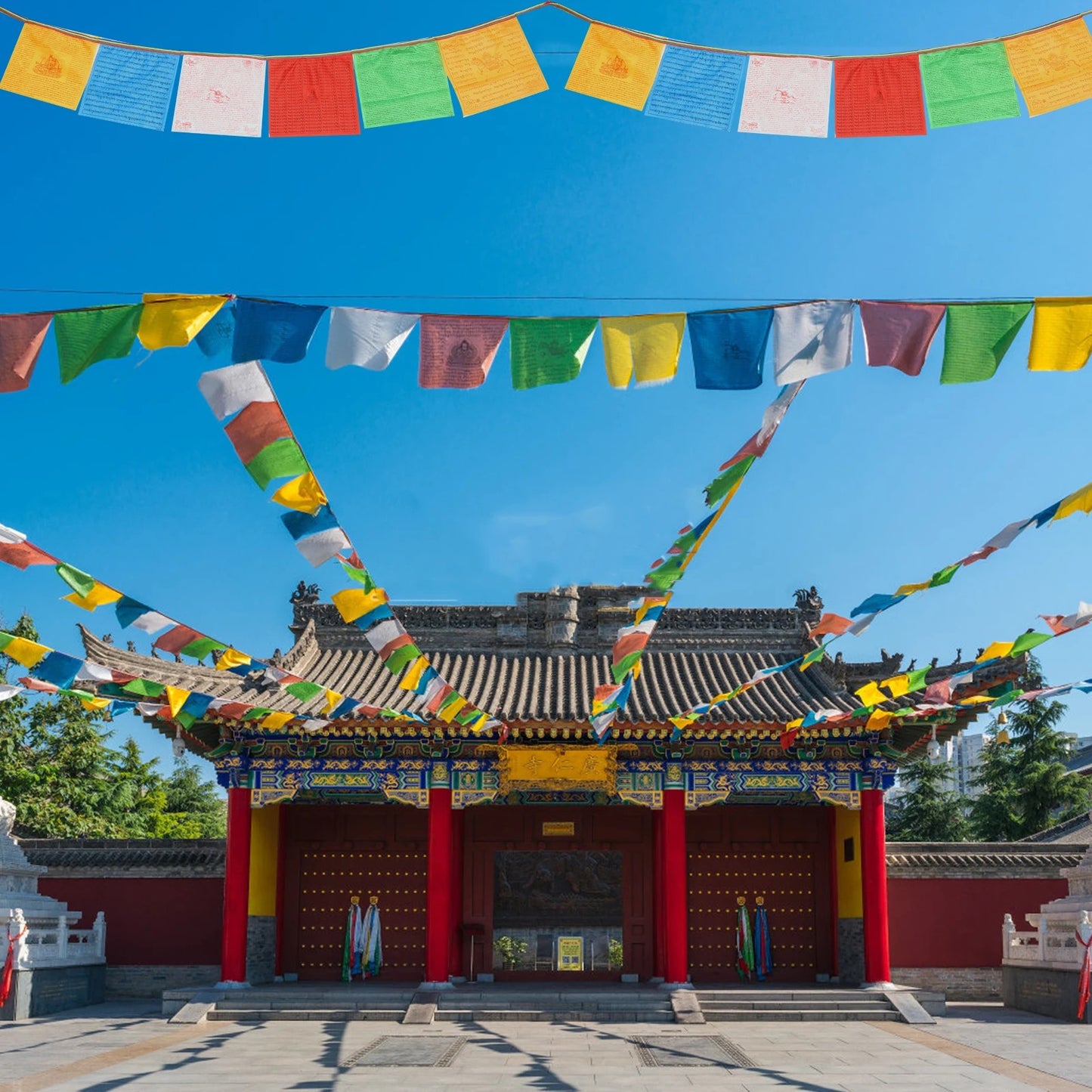 Prayer Meditation Flags Colorful Banner Supplies Hanging Decorations Pilgrimage Flag Purify Mind