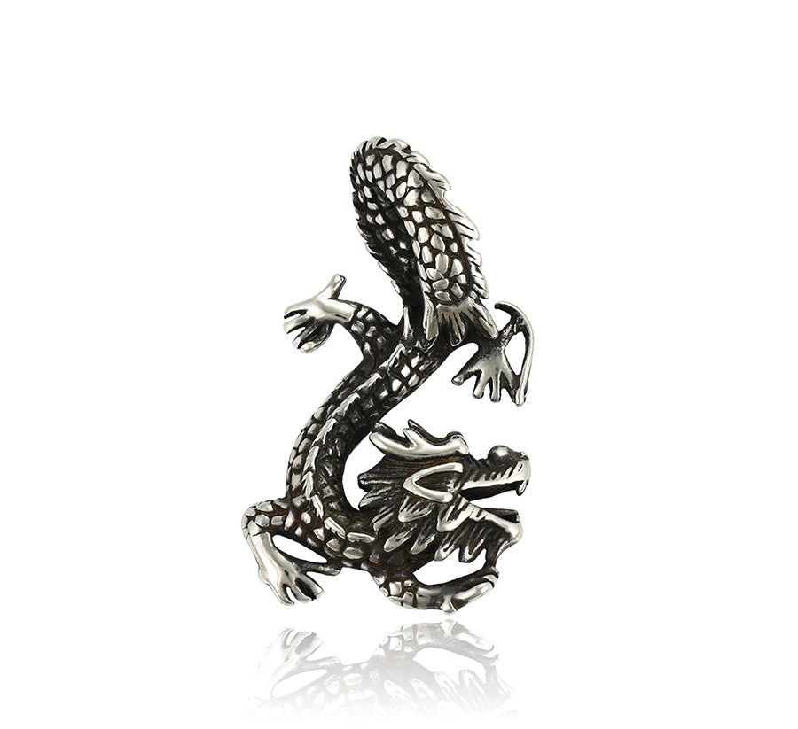 Antique Style Sterling Silver Eastern Dragon Pendant