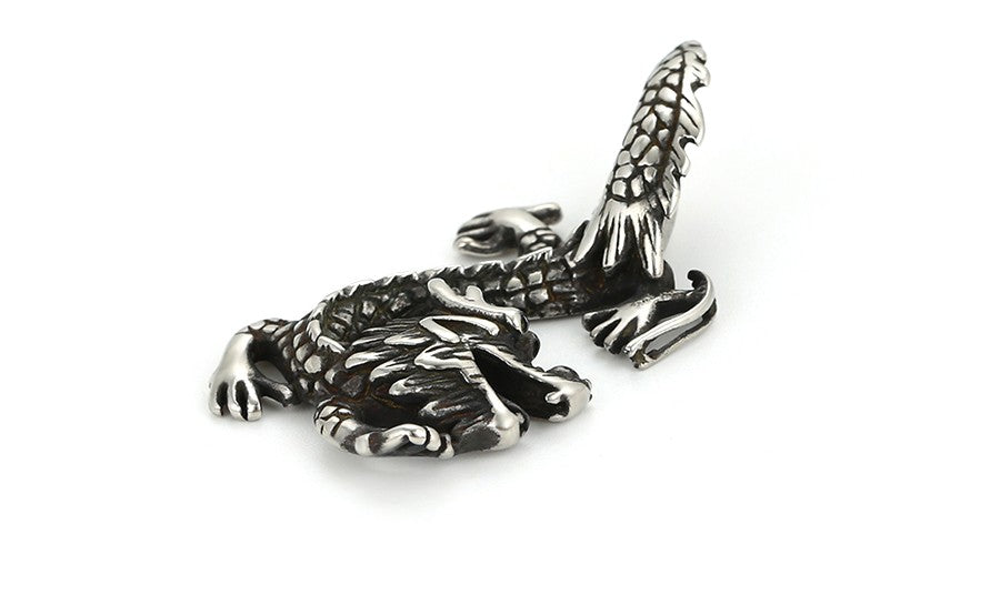 Antique Style Sterling Silver Eastern Dragon Pendant