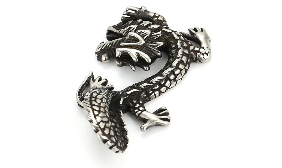 Antique Style Sterling Silver Eastern Dragon Pendant