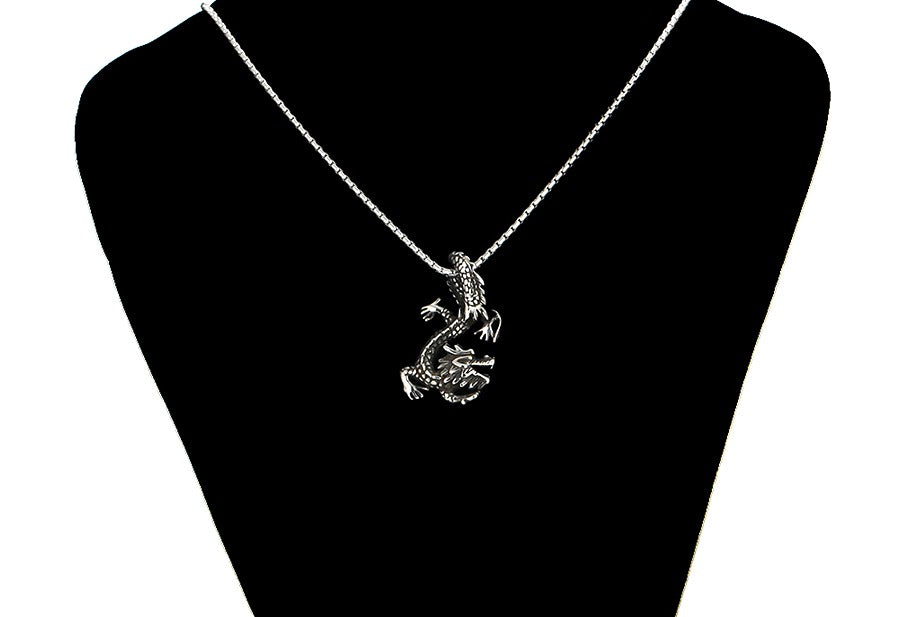 Antique Style Sterling Silver Eastern Dragon Pendant