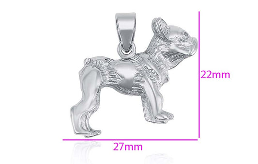 Silver French Bulldog Puppy Pendant