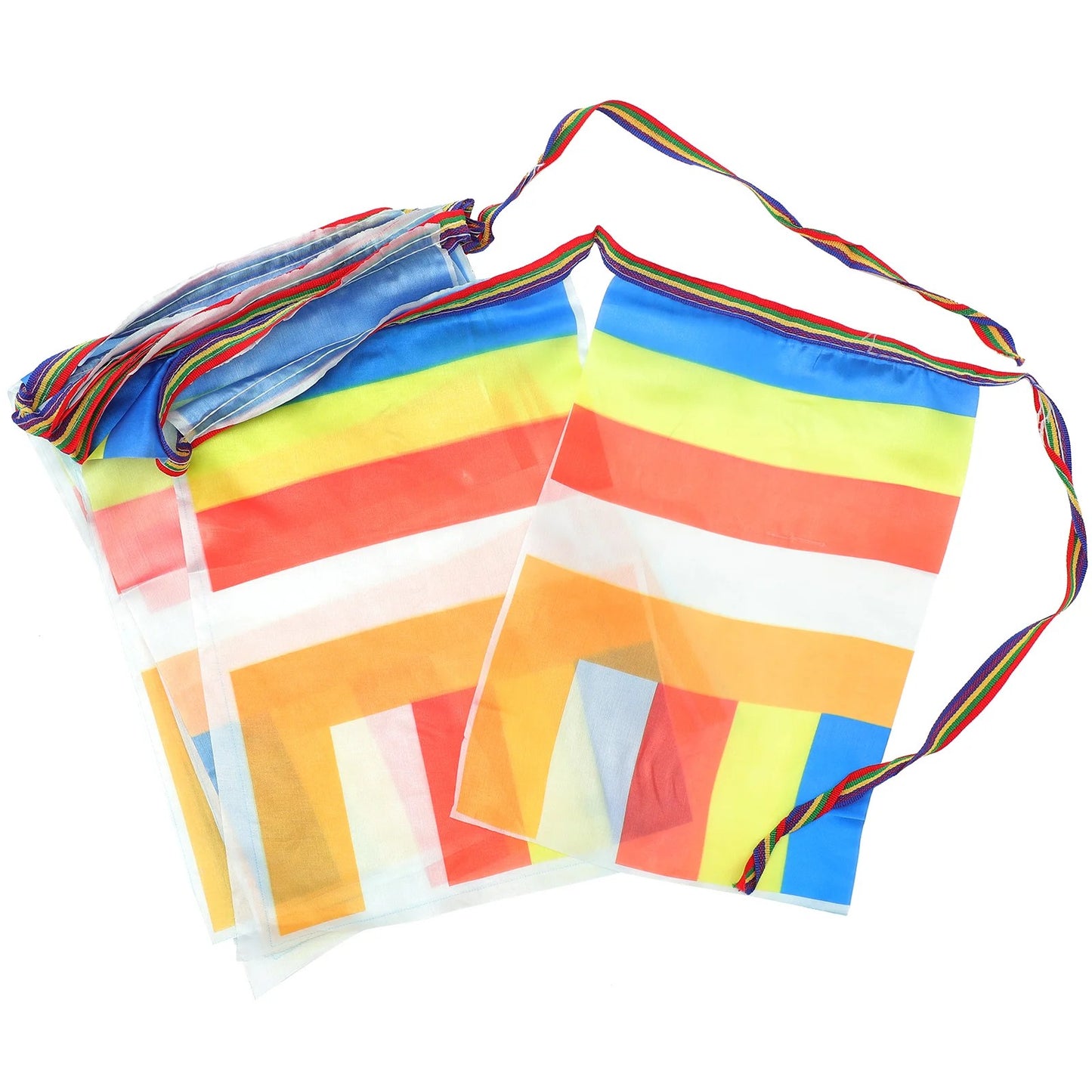 Silk Cloth Five Color Flags Temple Altar Hanging Banner Prayer Flags Home Decor Tibetan Style Pray Banner Buddha Prayer