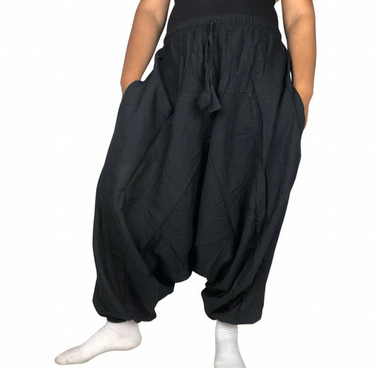 Solid color 100% cotton unisex harems yoga pants