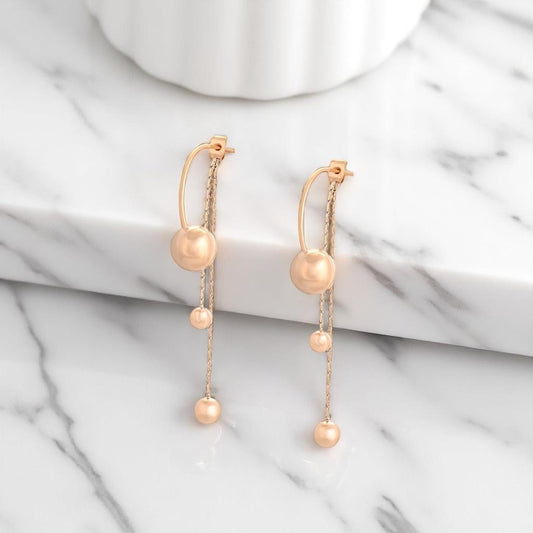 Rose Gold Plated Ball Chain Drop Earrings
