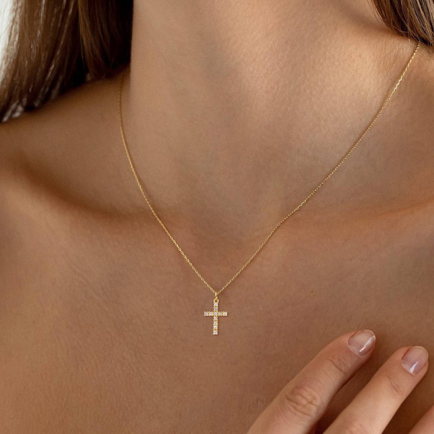 18K gold plated Stainless steel Crosses necklace, Intensity.