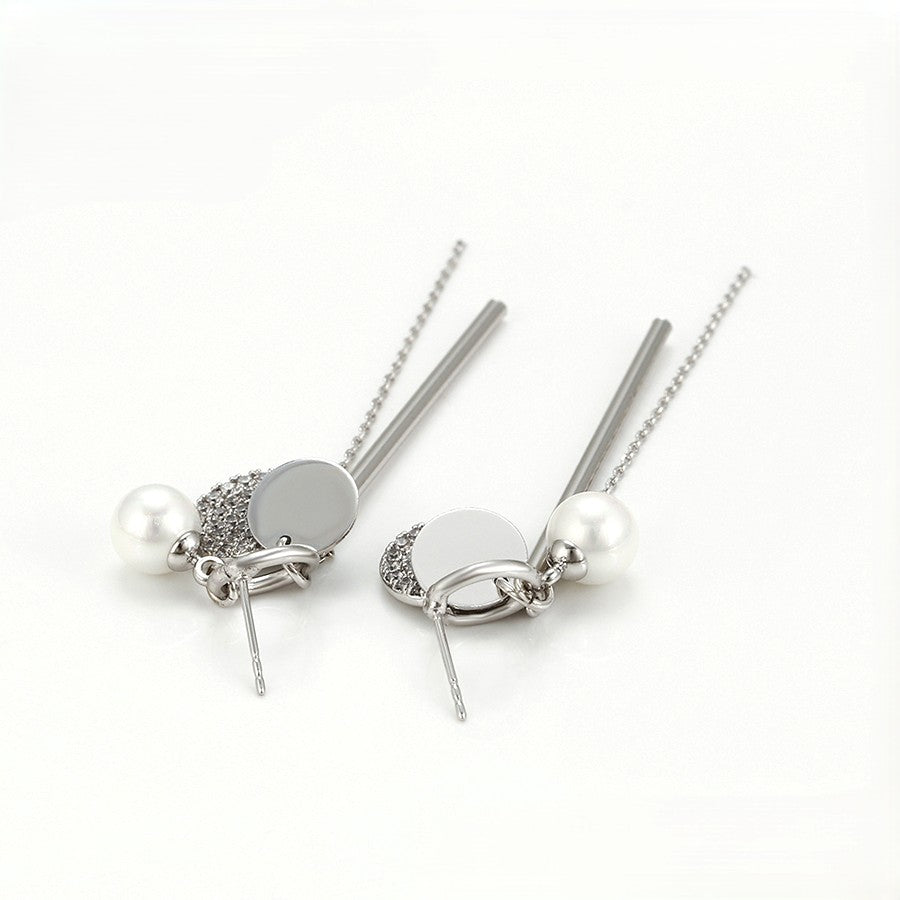 Pave Halo Circle, Solid Disk & Bar Dangle Drop Earrings
