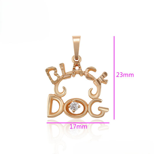 18 Gold Plated "Black Dog" Pendant with Crystal Accent Pendant