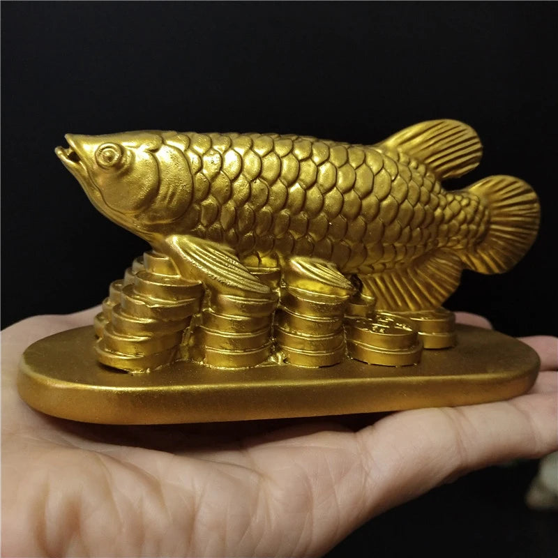 Gold Animals Fish Statues Figurines Lucky Ornaments Home Decoration Chinese Feng Shui Buddha Statue Sculpture Resin Crafts Gifts