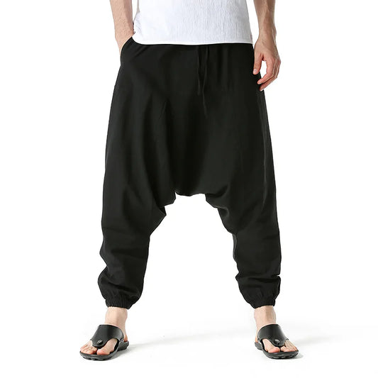 100% Cotton Line Men's Low Crotch Harem Pants Yoga Harem Pants