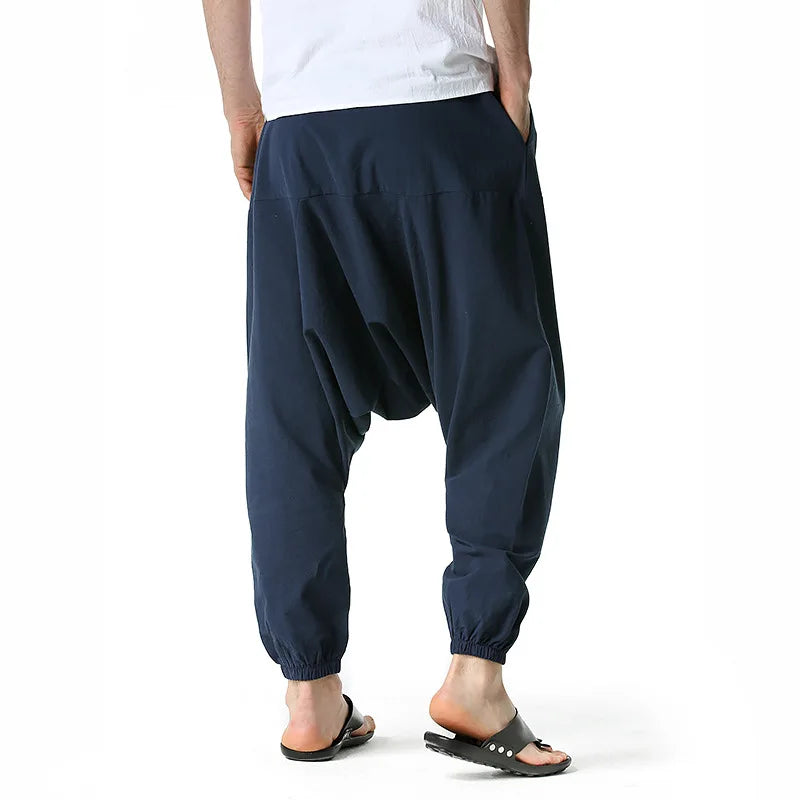 100% Cotton Line Men's Low Crotch Harem Pants Yoga Harem Pants