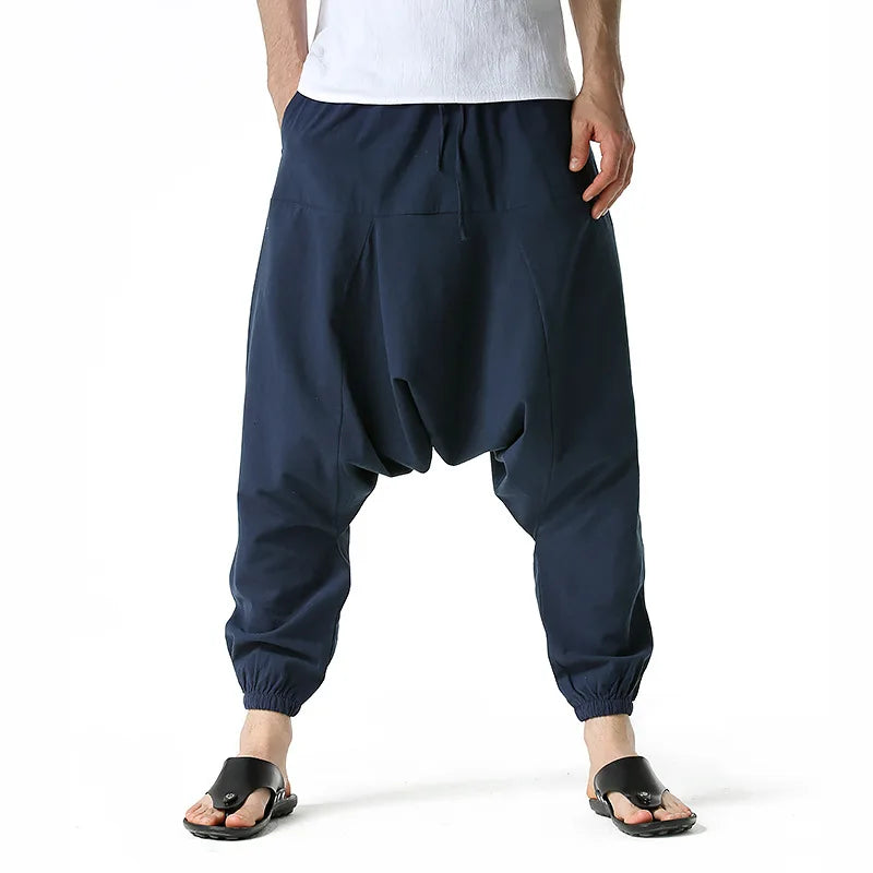 100% Cotton Line Men's Low Crotch Harem Pants Yoga Harem Pants