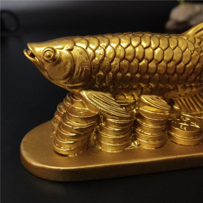 Gold Animals Fish Statues Figurines Lucky Ornaments Home Decoration Chinese Feng Shui Buddha Statue Sculpture Resin Crafts Gifts