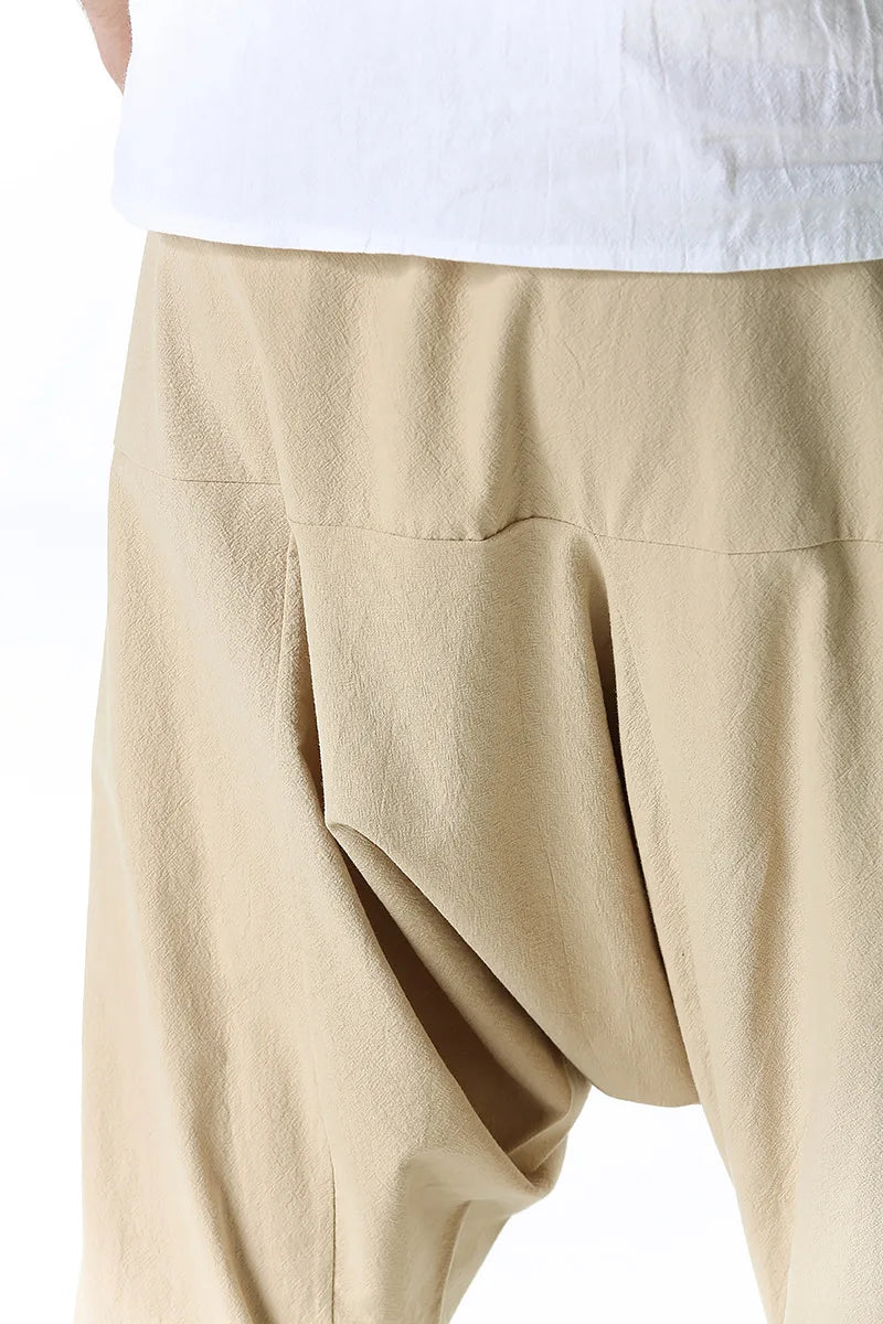 100% Cotton Line Men's Low Crotch Harem Pants Yoga Harem Pants