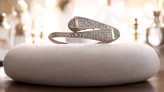 Elegant Gold Plated Bangle with Crystal Pave Stones