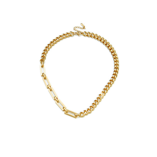 Minimalist Titanium Steel Plated Chunky Link Necklace for Women and Men