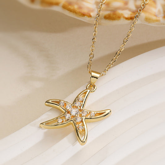 Pave Starfish Pendant Necklace
