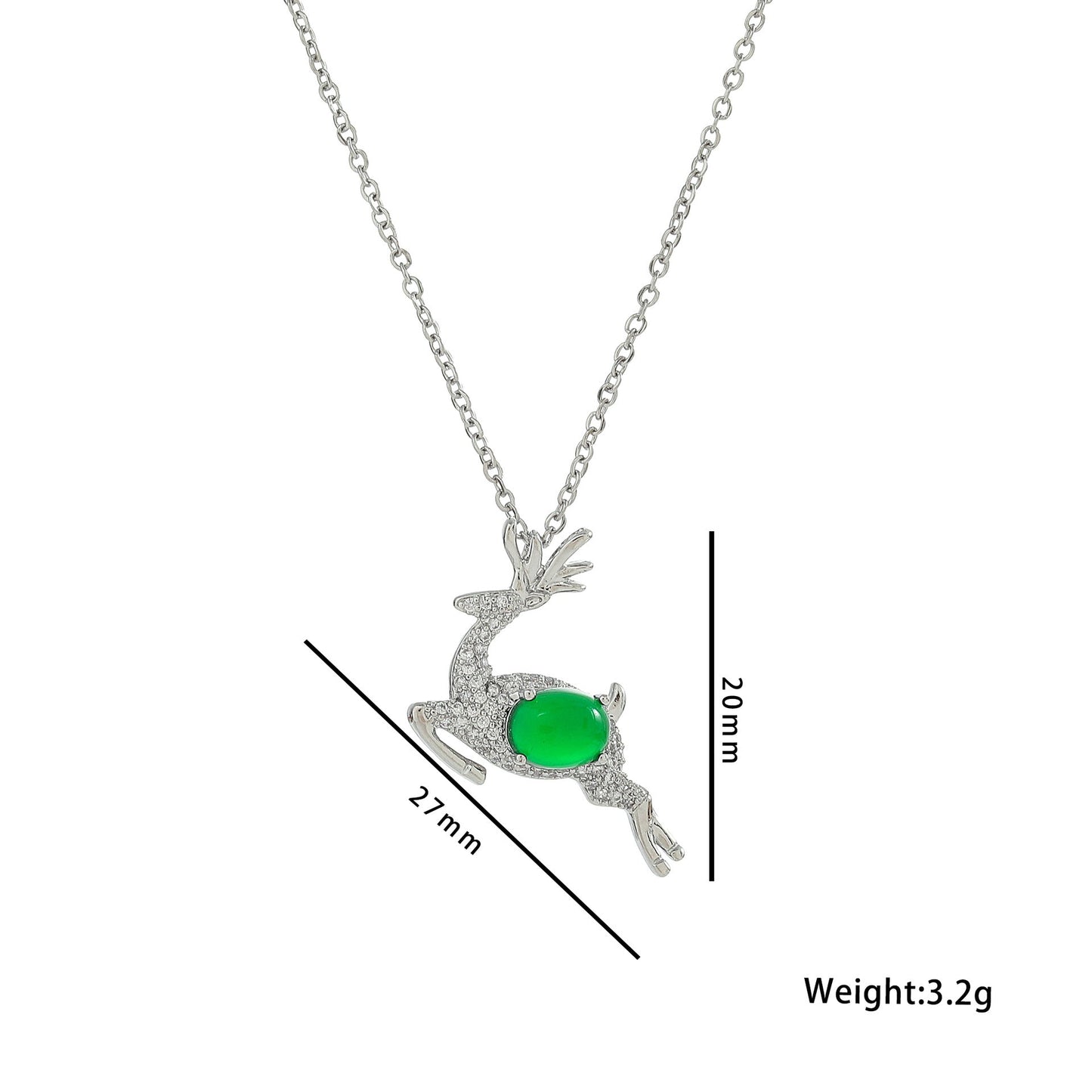 Emerald Green Gemstone Deer Jewelry