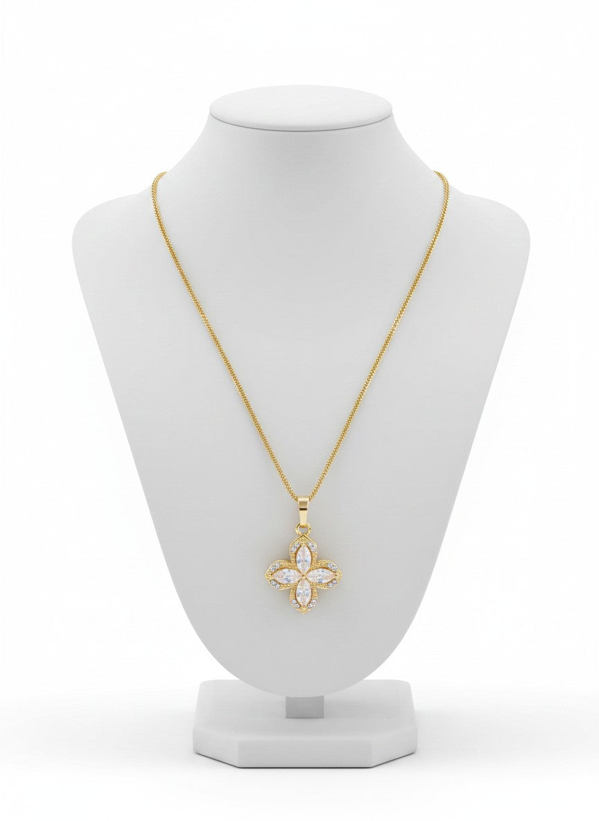 Vintage Regal Champagne Oval Crystal Pendant Necklace | Gold Plated Tone Starburst Sunburst Halo Choker