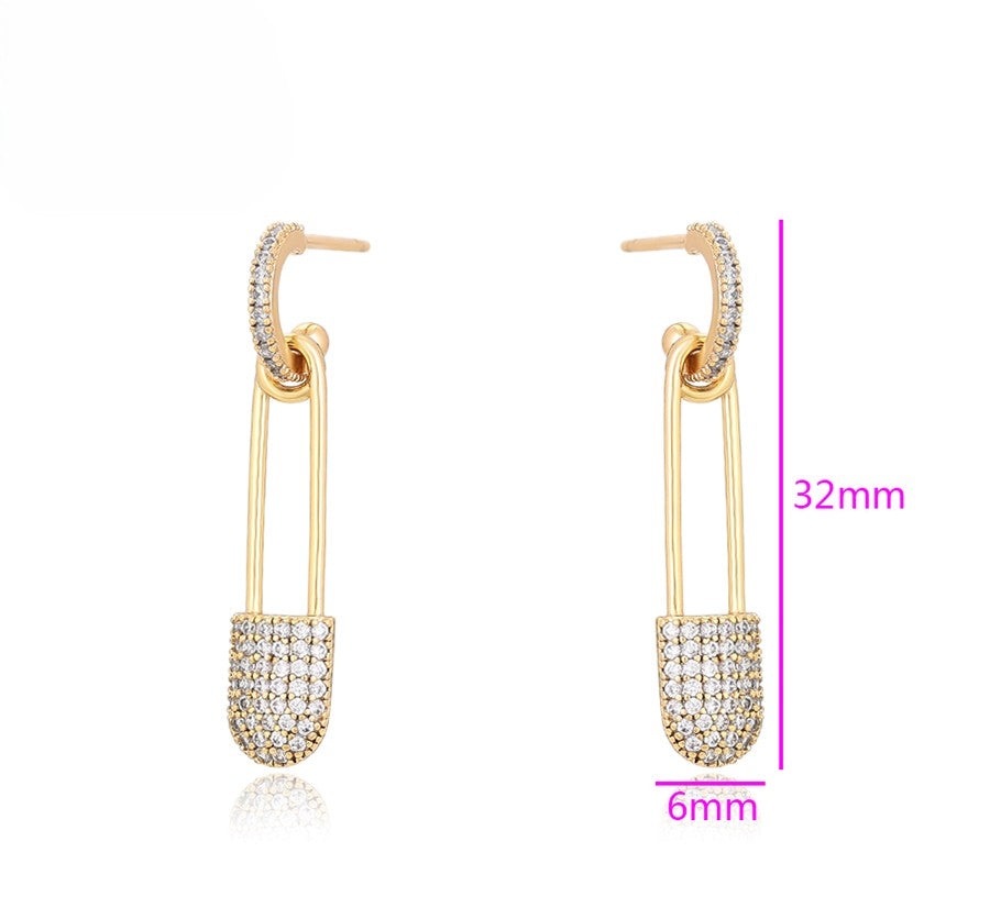 14k Gold Plated Pin Drop Earrings