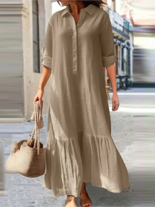 Casual Long Sleeve Woman Dress Office Lady Spring Summer Fashion