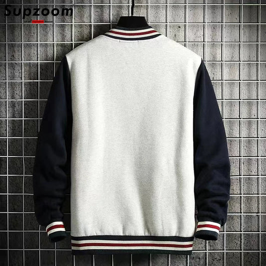 Supzoom New Arrival Fashion Fleece Casual Baseball Uniform Cotton Spliced Regular Rib Sleeve Brand Clothing Bomber Jacket Men.