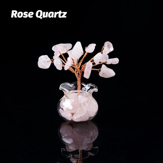 1PC Natural Crystal Macadam Small Tree Reiki Healing Feng Shui Crystal Tree Artificial Bonsai Tabletop Ornaments