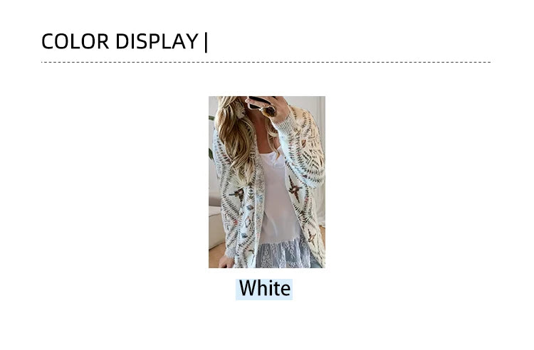 Plus Size Women's Casual Cardigan Irregular Pattern Loose Long Sleeve Knitted Sweater Spring Best Choice