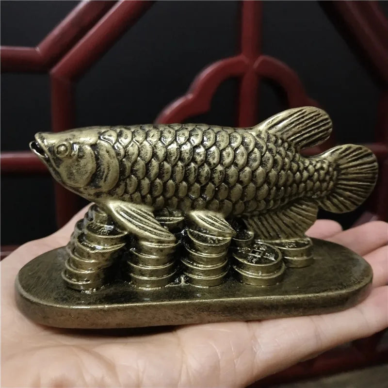 Gold Animals Fish Statues Figurines Lucky Ornaments Home Decoration Chinese Feng Shui Buddha Statue Sculpture Resin Crafts Gifts
