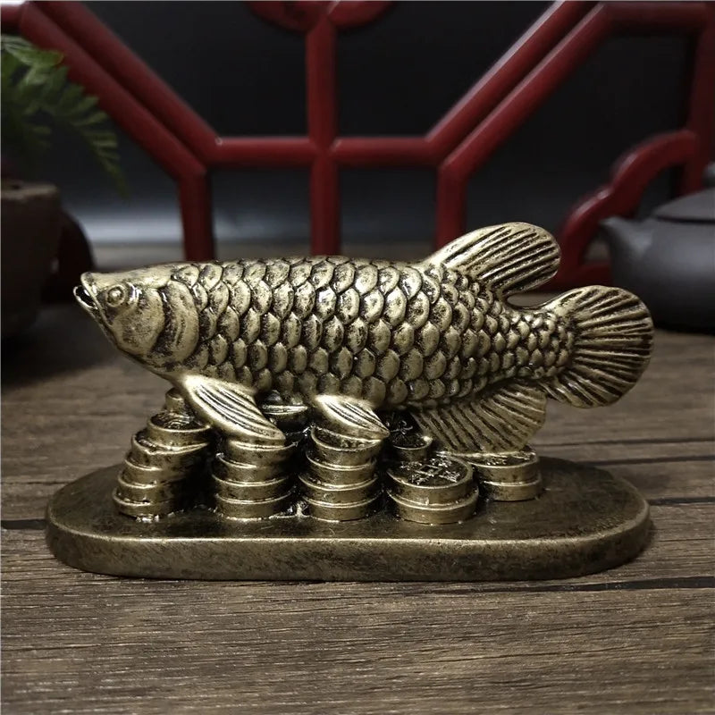 Gold Animals Fish Statues Figurines Lucky Ornaments Home Decoration Chinese Feng Shui Buddha Statue Sculpture Resin Crafts Gifts