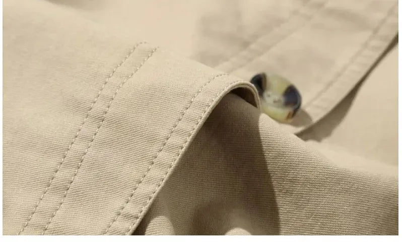 Men's Fashion Long Section Trench Coat Long-Sleeved Cotton Casual Business Jacket Fall And Winter Street Shooting Men's Clothing