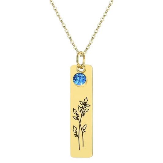 Birth Flower Necklace — Personalized Birthday Gift, Gold