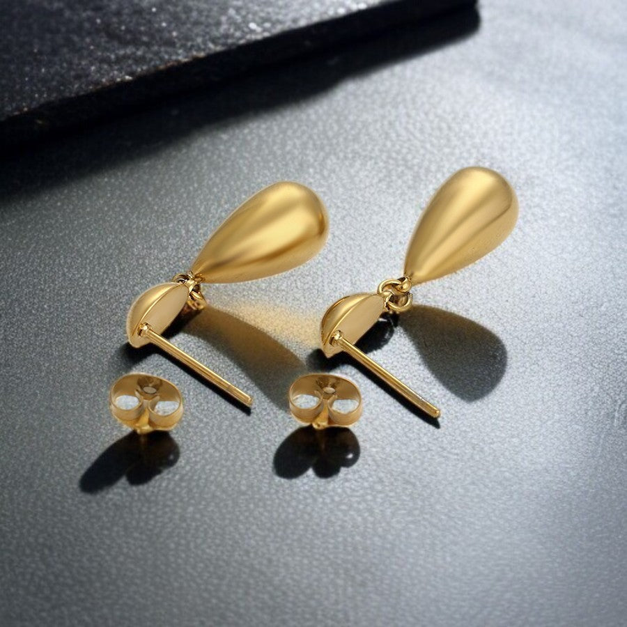 Elegant 14K Gold Plated Teardrop Dangle Earrings - Minimalist Style