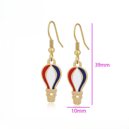 Red White & Blue Hot Air Balloon Drop Earrings