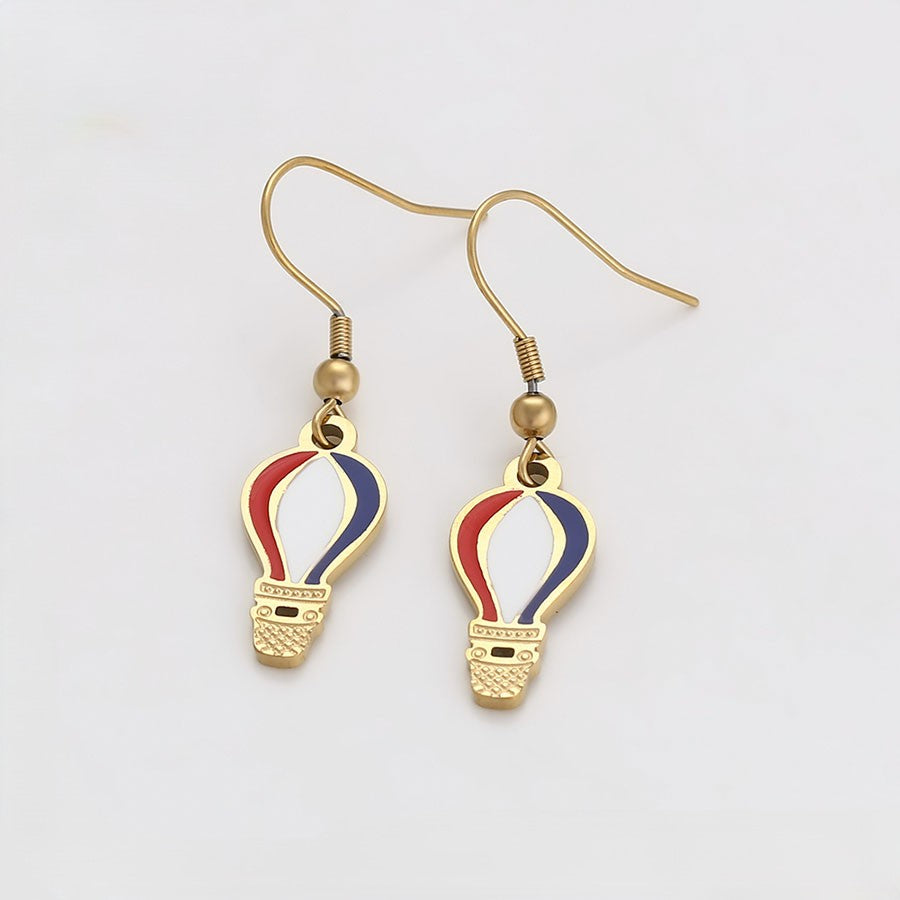 Red White & Blue Hot Air Balloon Drop Earrings
