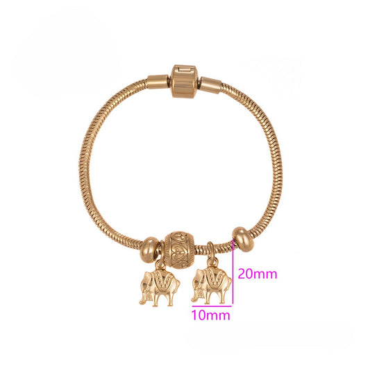 18K Rose Gold Elephant Charm Bracelet