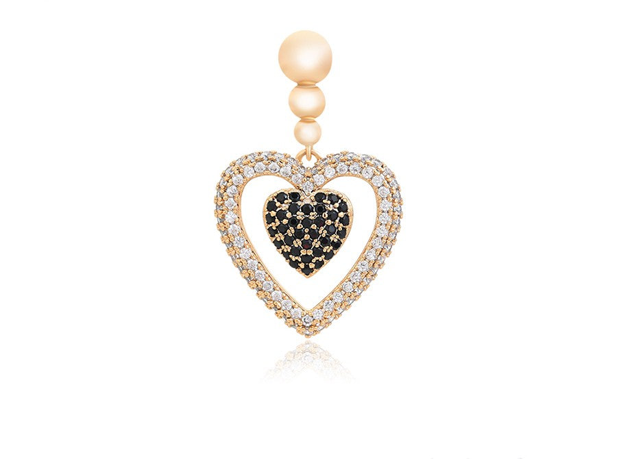 18K Gold Plated Pendant with Crystal Hearts