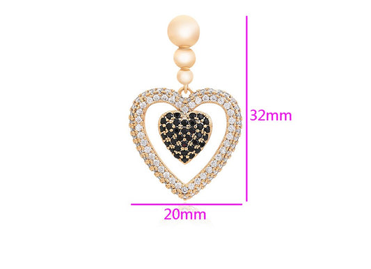 18K Gold Plated Pendant with Crystal Hearts
