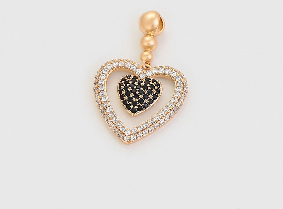 18K Gold Plated Pendant with Crystal Hearts