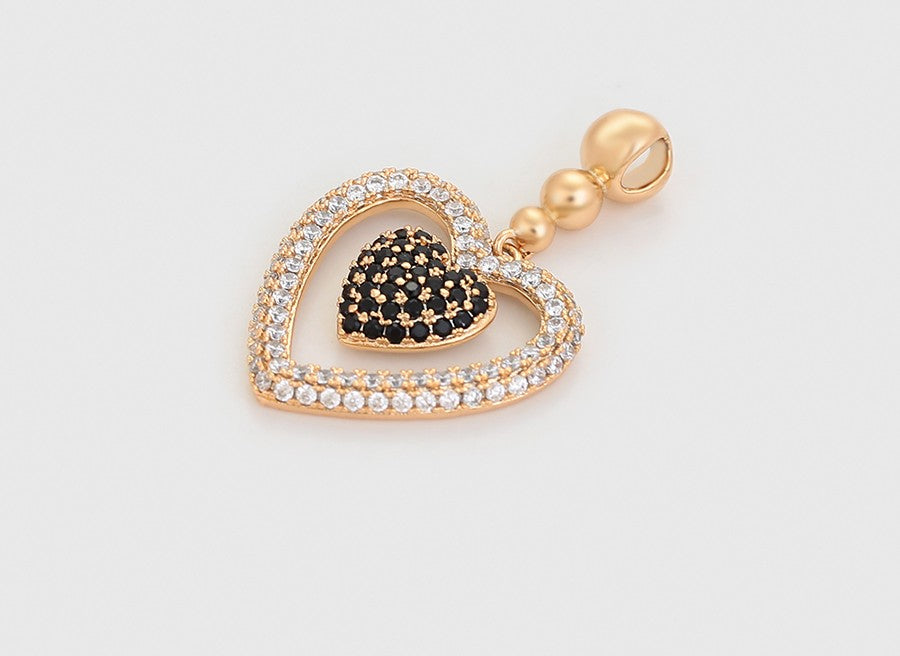 18K Gold Plated Pendant with Crystal Hearts