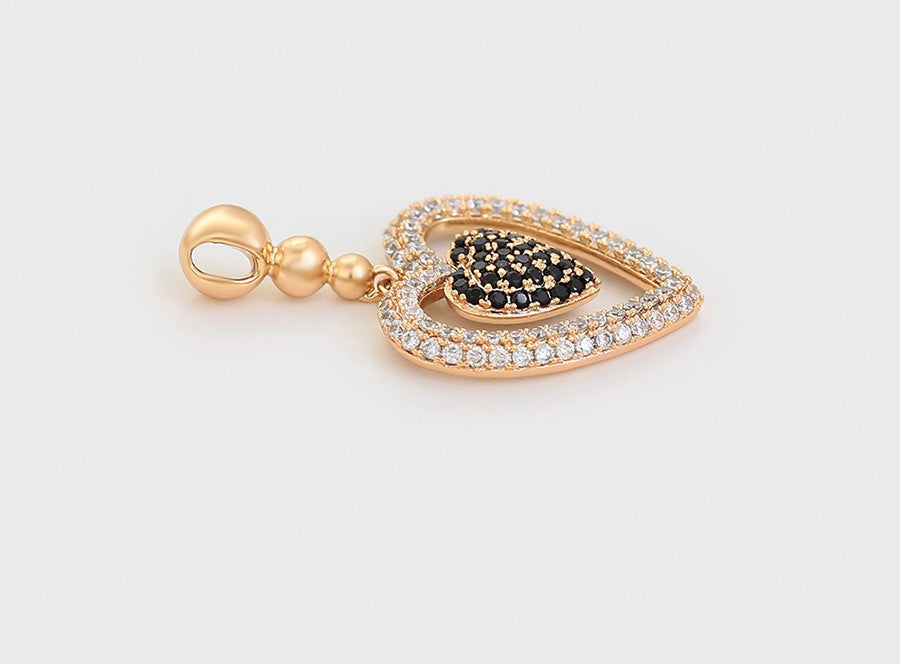 18K Gold Plated Pendant with Crystal Hearts